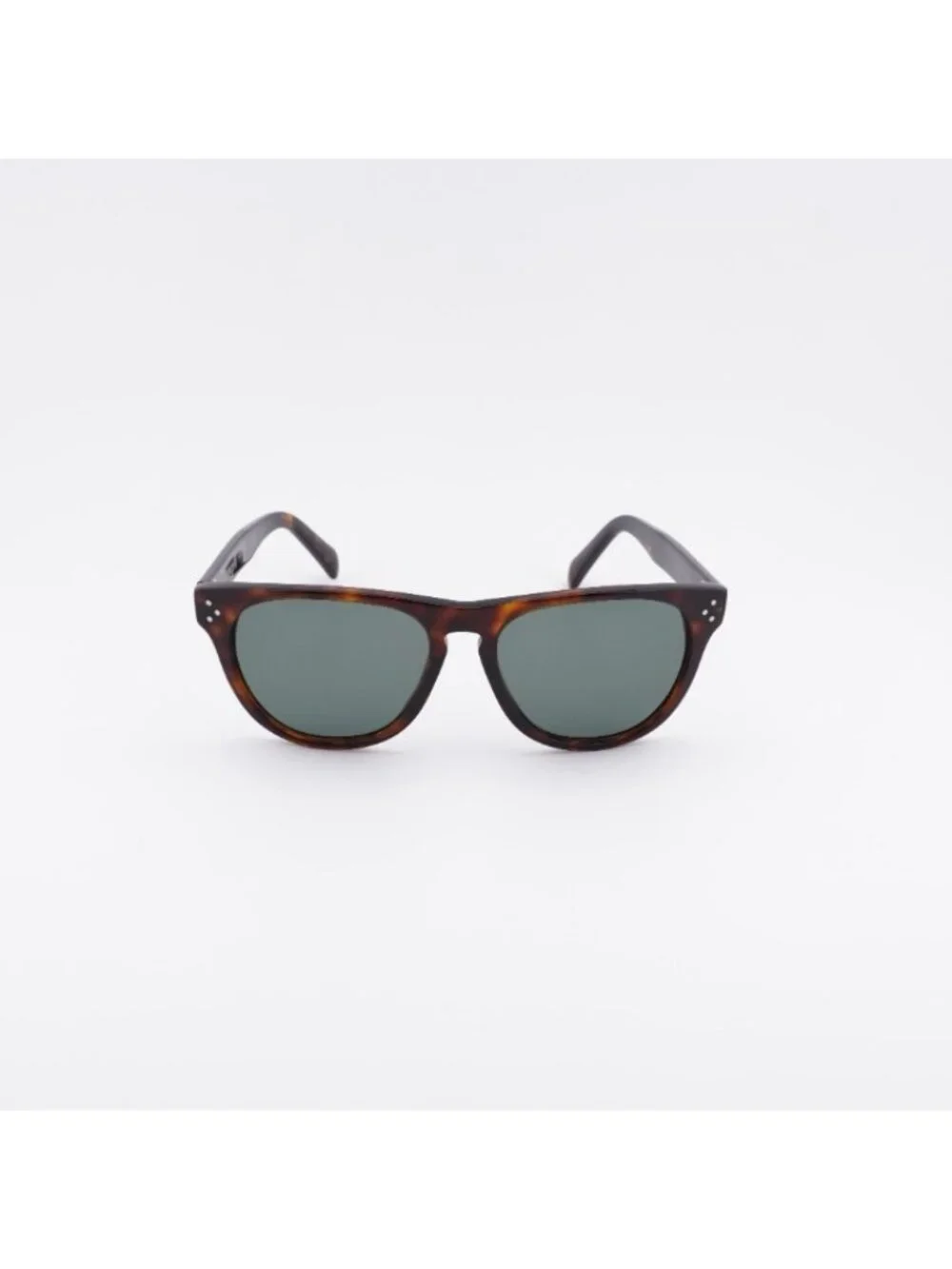 Celine Paris CL40102I 52N Sunglasses Dark Havana Square Frame, Green Lenses